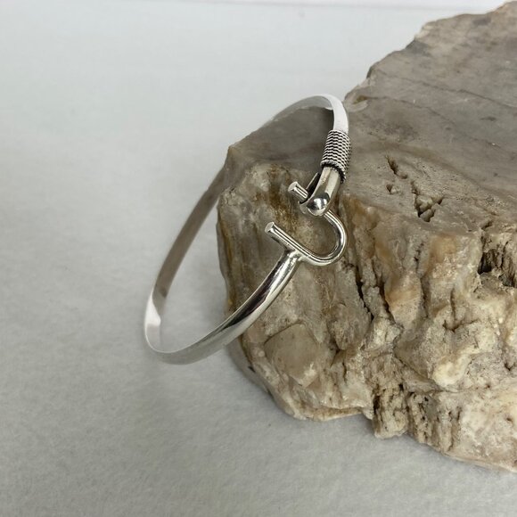 VTG Sterling Silver 925 St. Croix Twisted Rope U Hook Oval Bangle Bracelet 7.25" - Picture 4 of 16